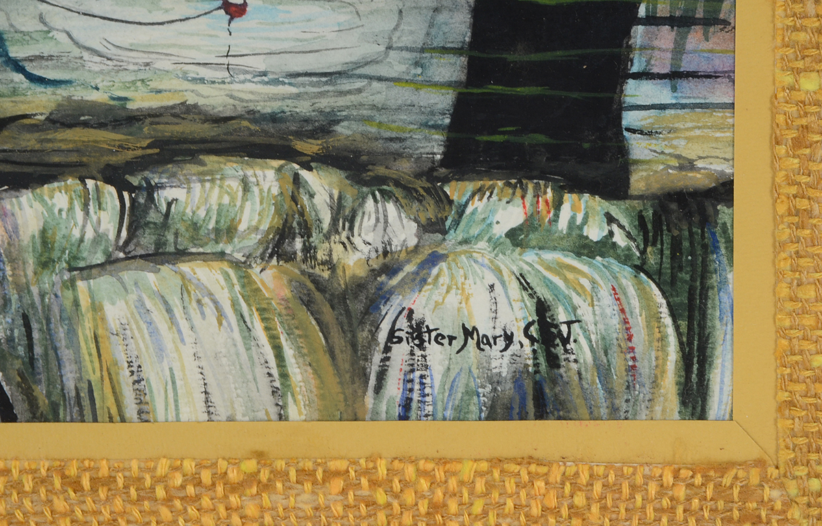 Sister Mary Original Watercolor Painting of a Boy Fishing