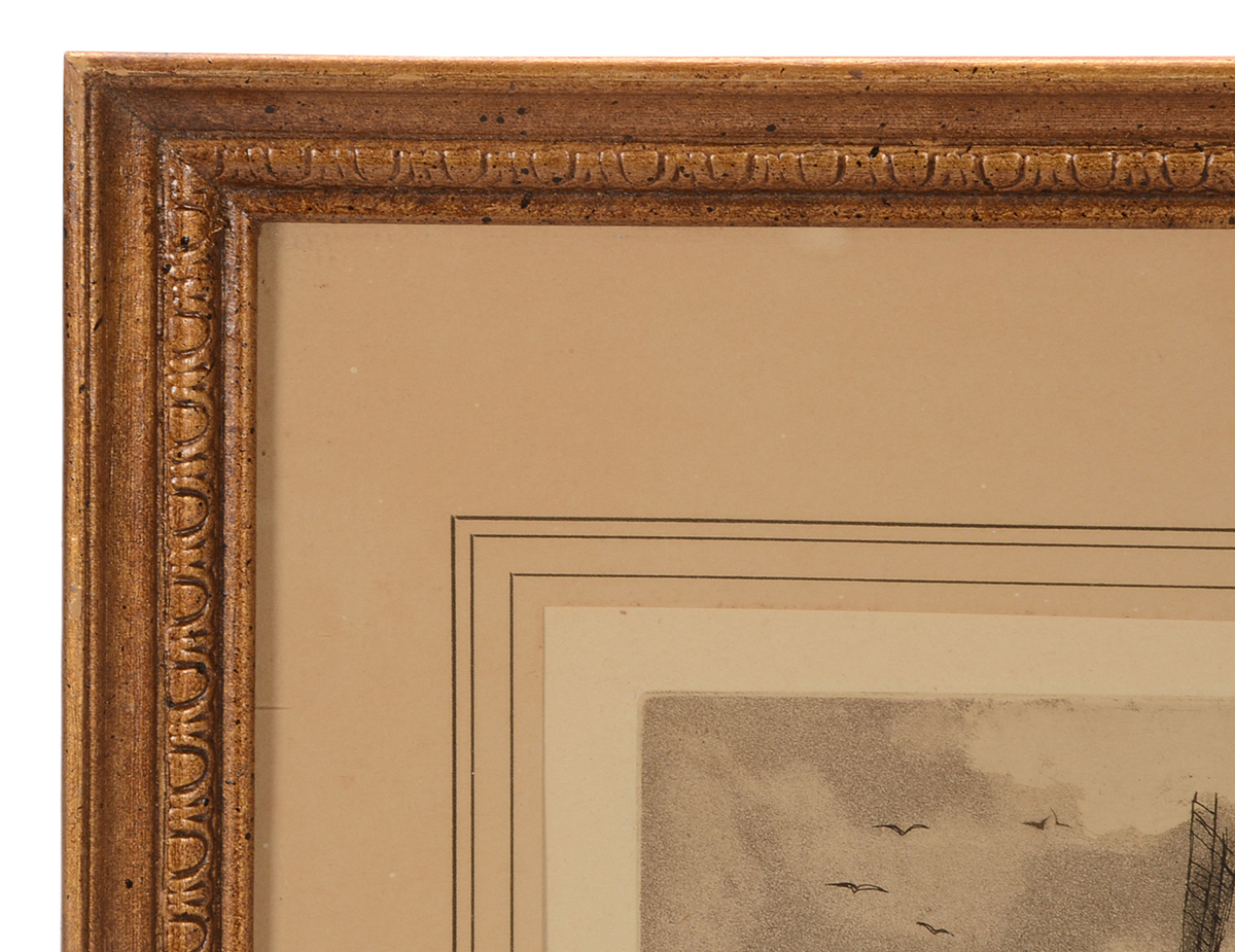 Signed Hand-Colored Aquatint Etching of a Windmill