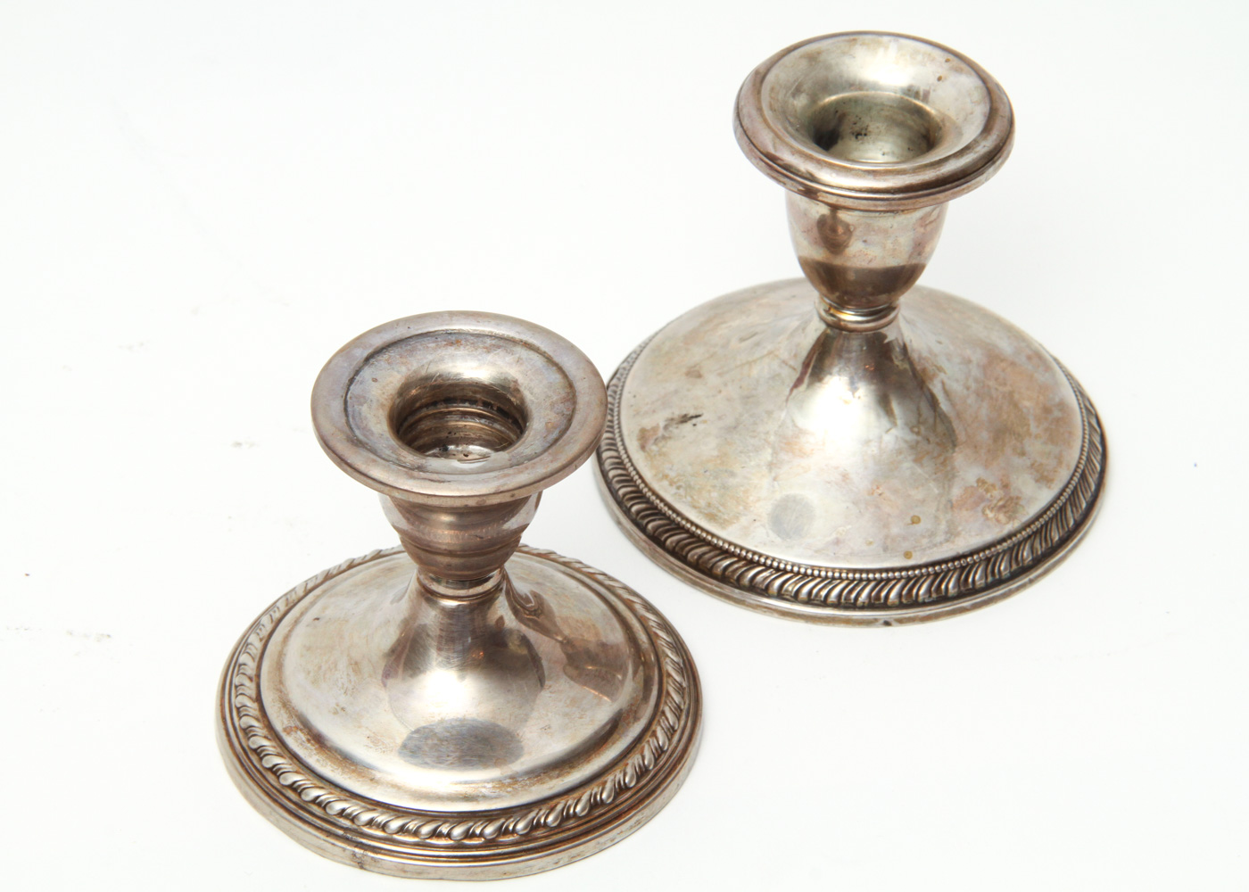 Vintage Cartier and La Pierre Weighted Sterling Silver Candlesticks