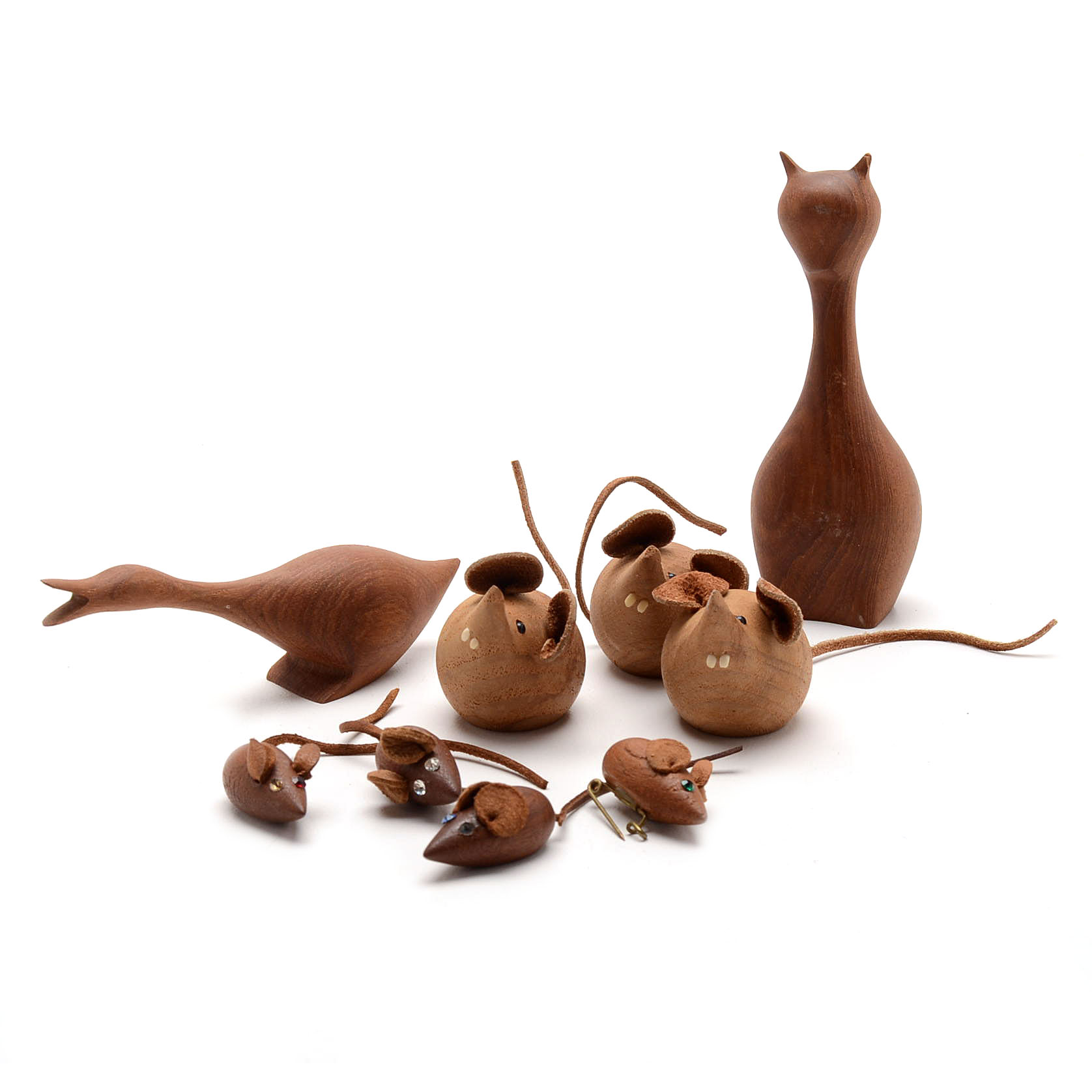 Nine Miniature Danish Animal Carvings