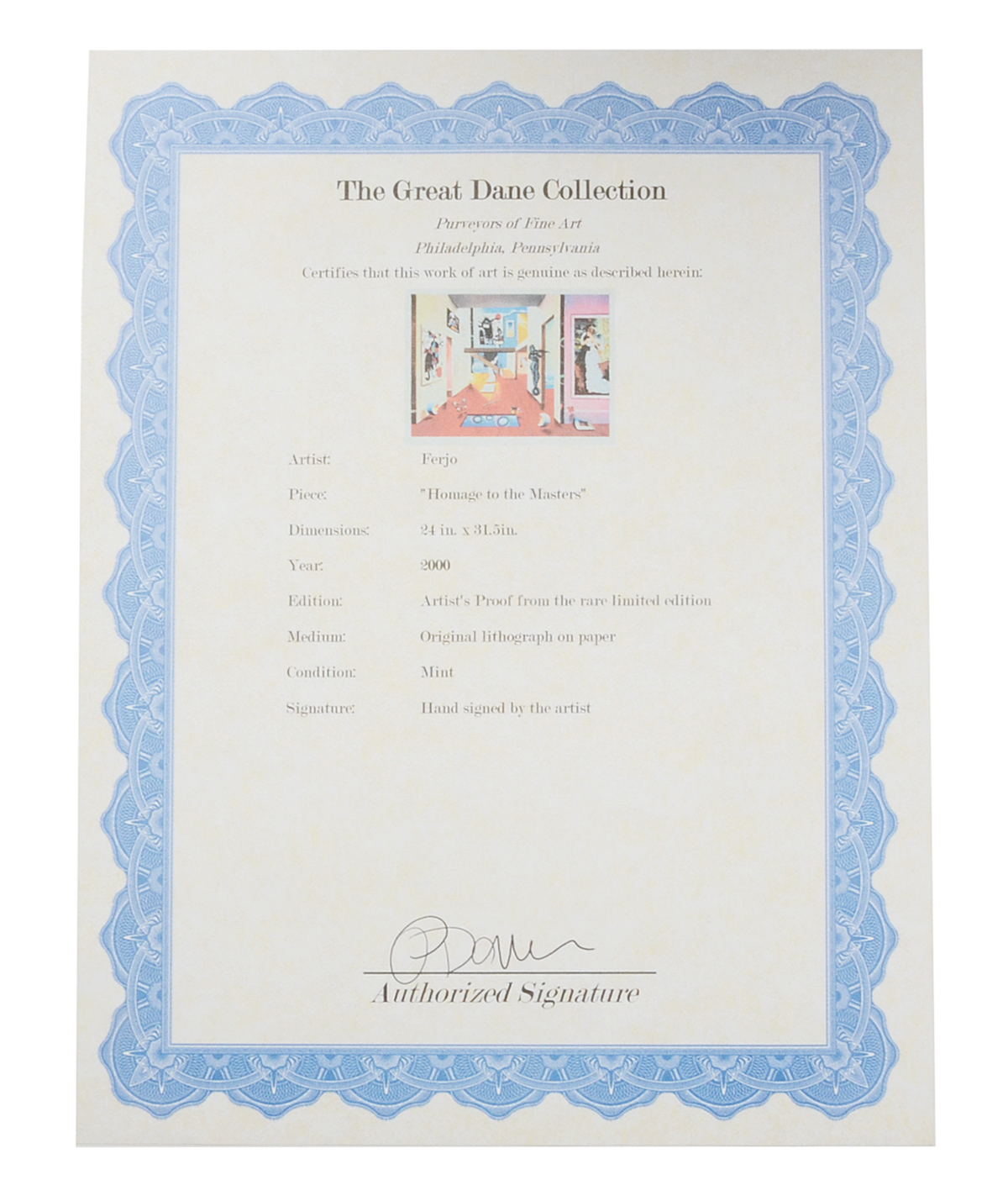 Ferjo Signed Artist's Proof Hand-Pulled Lithograph "Homage to the Masters"