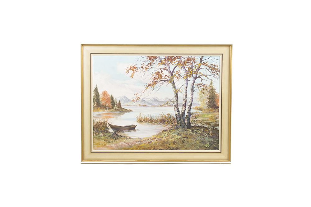 W.J. Blokesch Mid Century Oil Painting on Canvas "Hochmoor Bei Oberstdorf"