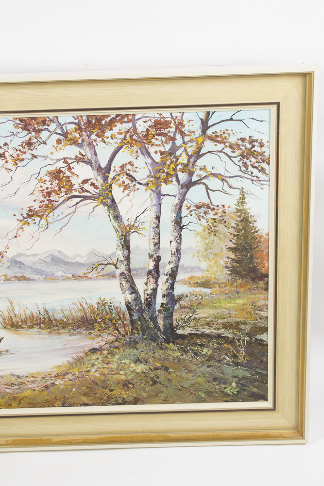 W.J. Blokesch Mid Century Oil Painting on Canvas "Hochmoor Bei Oberstdorf"