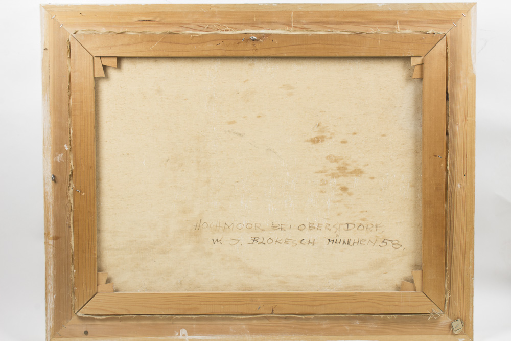 W.J. Blokesch Mid Century Oil Painting on Canvas "Hochmoor Bei Oberstdorf"