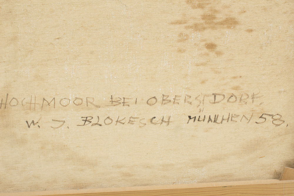 W.J. Blokesch Mid Century Oil Painting on Canvas "Hochmoor Bei Oberstdorf"