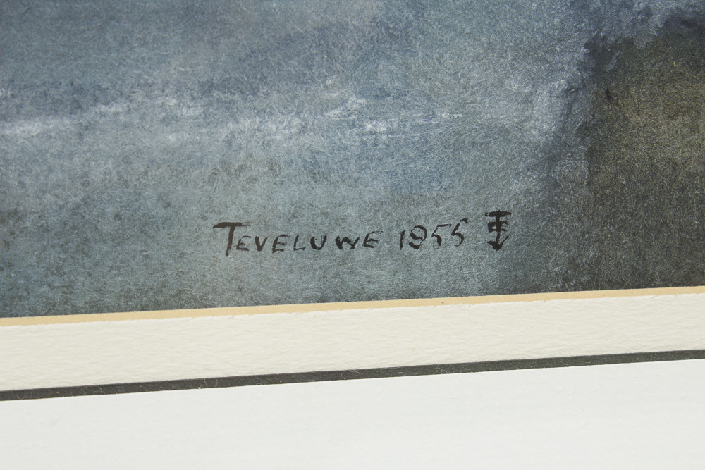 Teveluwe 1955 Watercolor Painting on Paper "Quirke Lake, Ontario 1953"