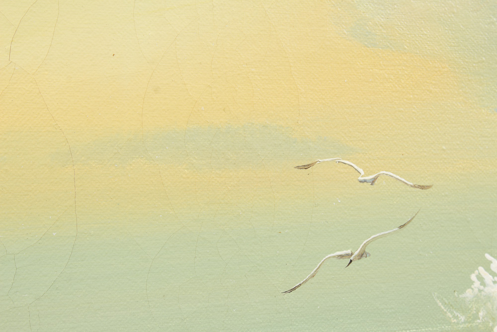 H. Gailey Mid-Century Oil Painting on Canvas of Morning Seascape