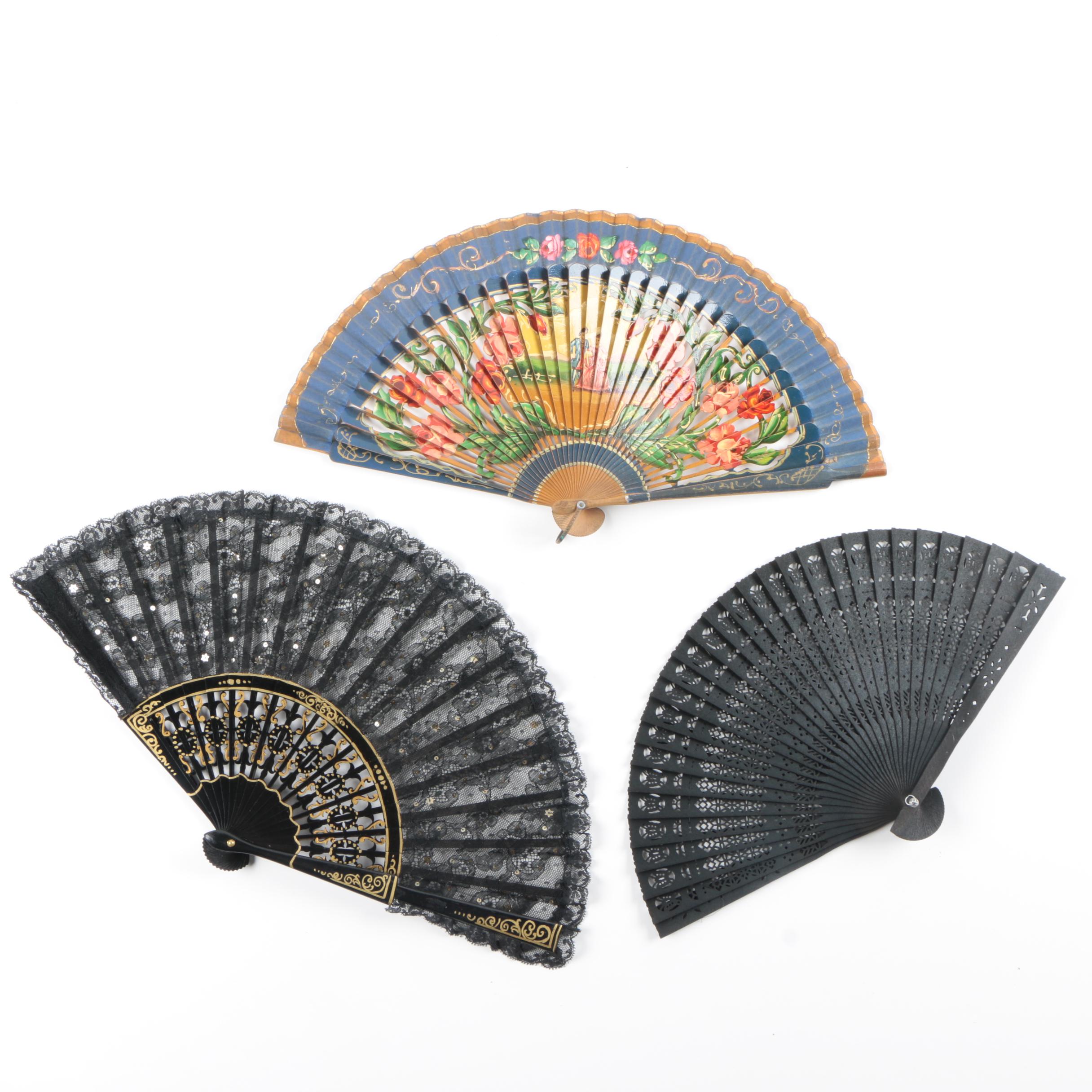 Vintage Wooden Hand Fans