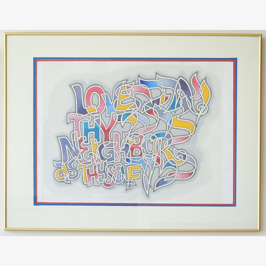 Signed Michel Schwartz Serigraph "Love Thy Neighbor"