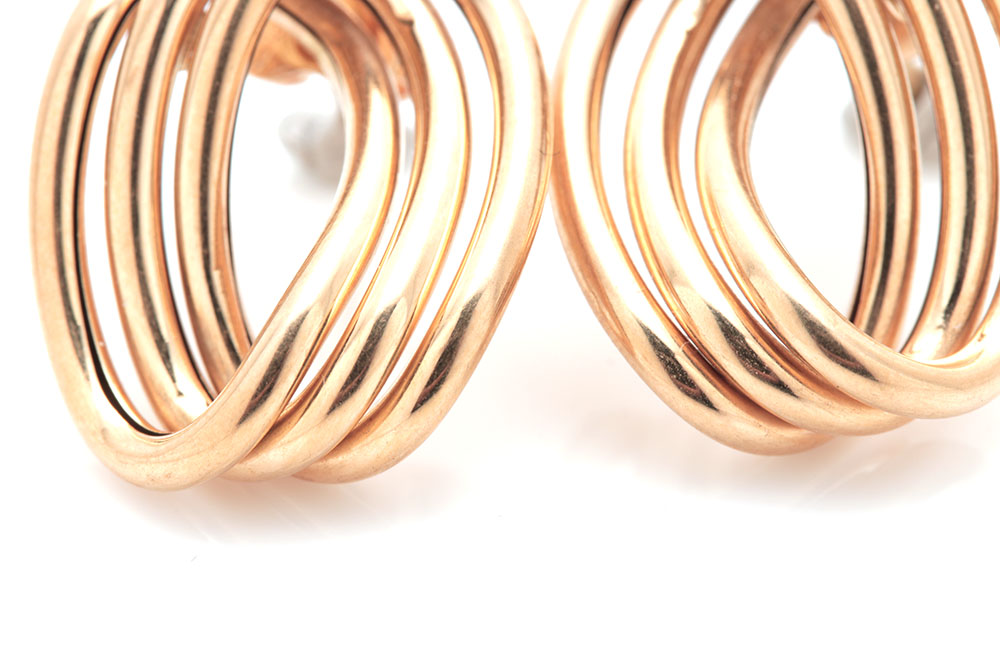 18K Yellow Gold Contemporary Freeform Drop Earrings