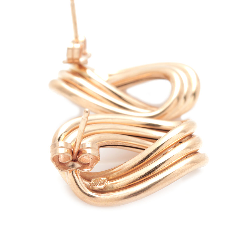 18K Yellow Gold Contemporary Freeform Drop Earrings