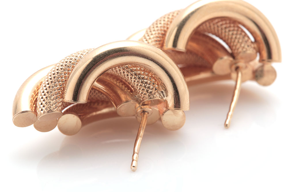 Two Pairs of 14K Yellow Gold and 14K Tri-Gold Hoop Earrings