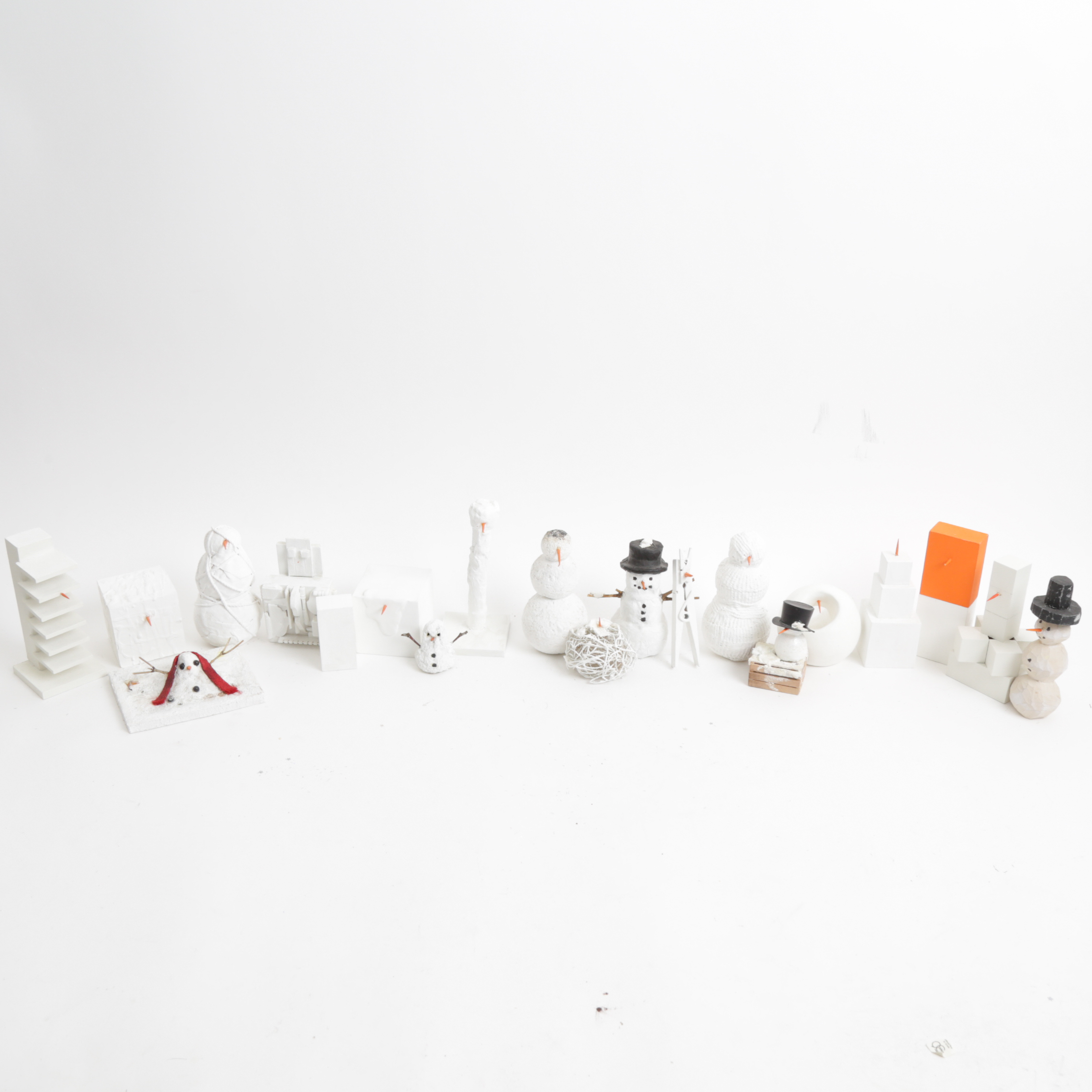 Collection of Abstract Snowman Figurines