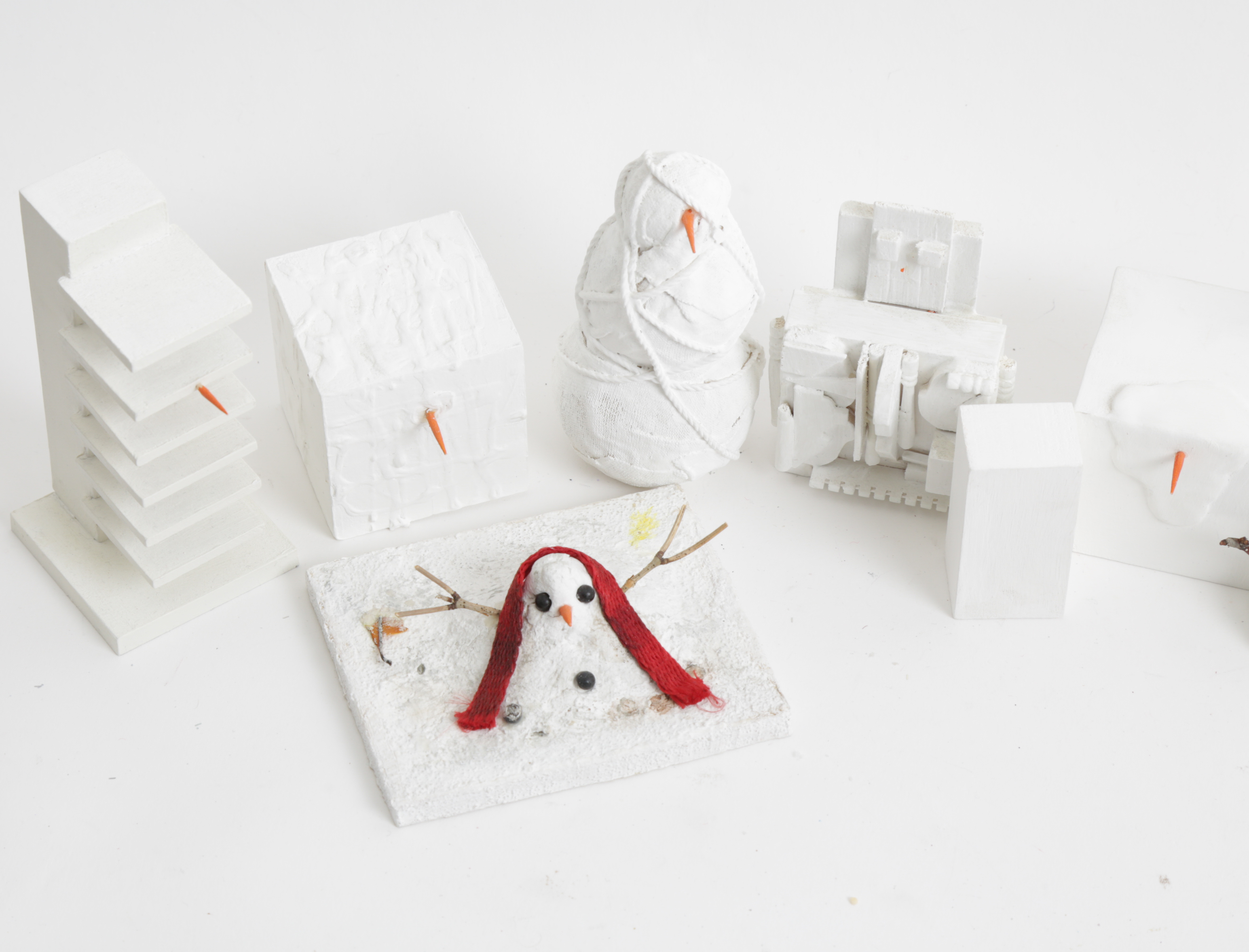 Collection of Abstract Snowman Figurines