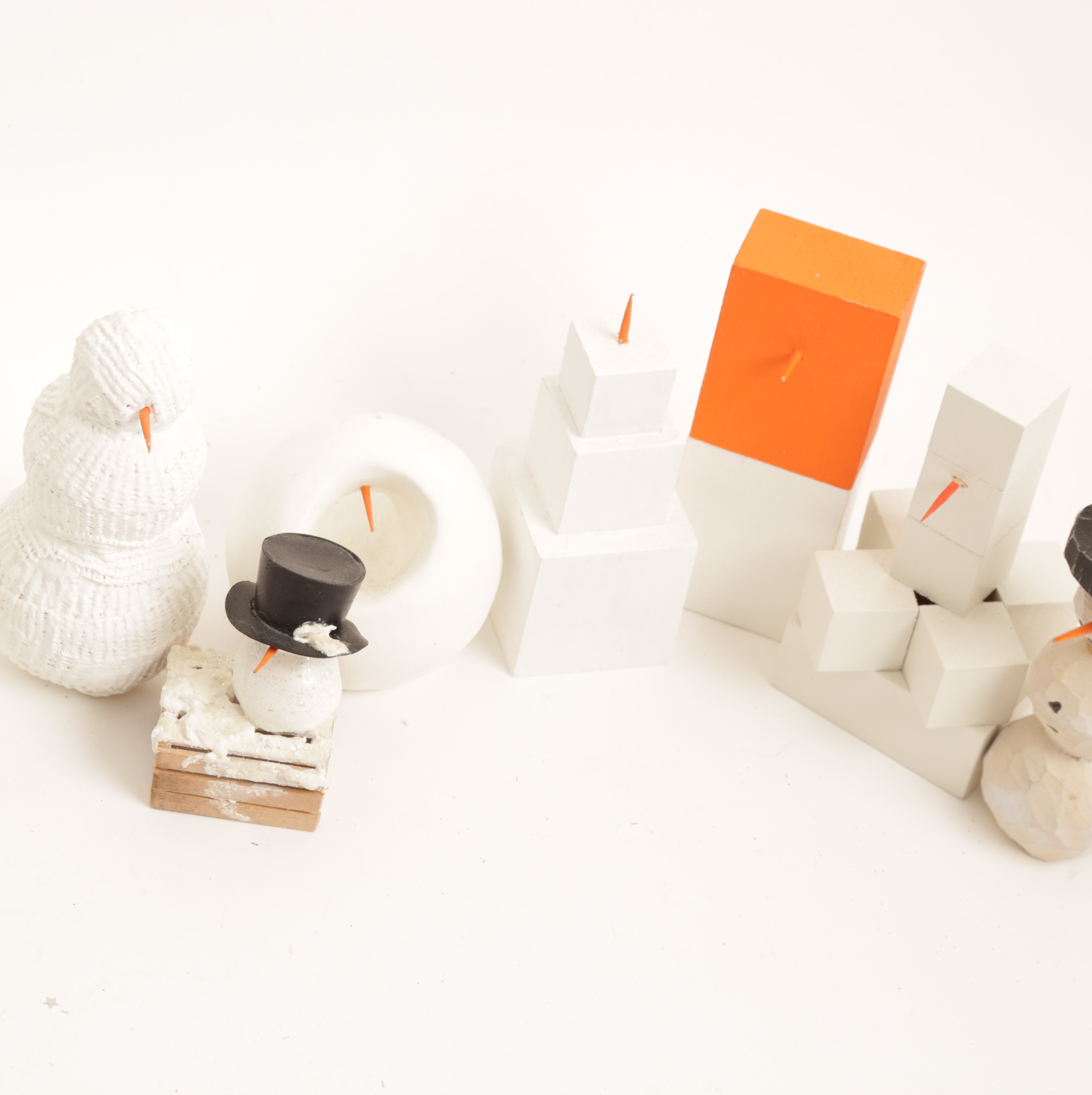 Collection of Abstract Snowman Figurines