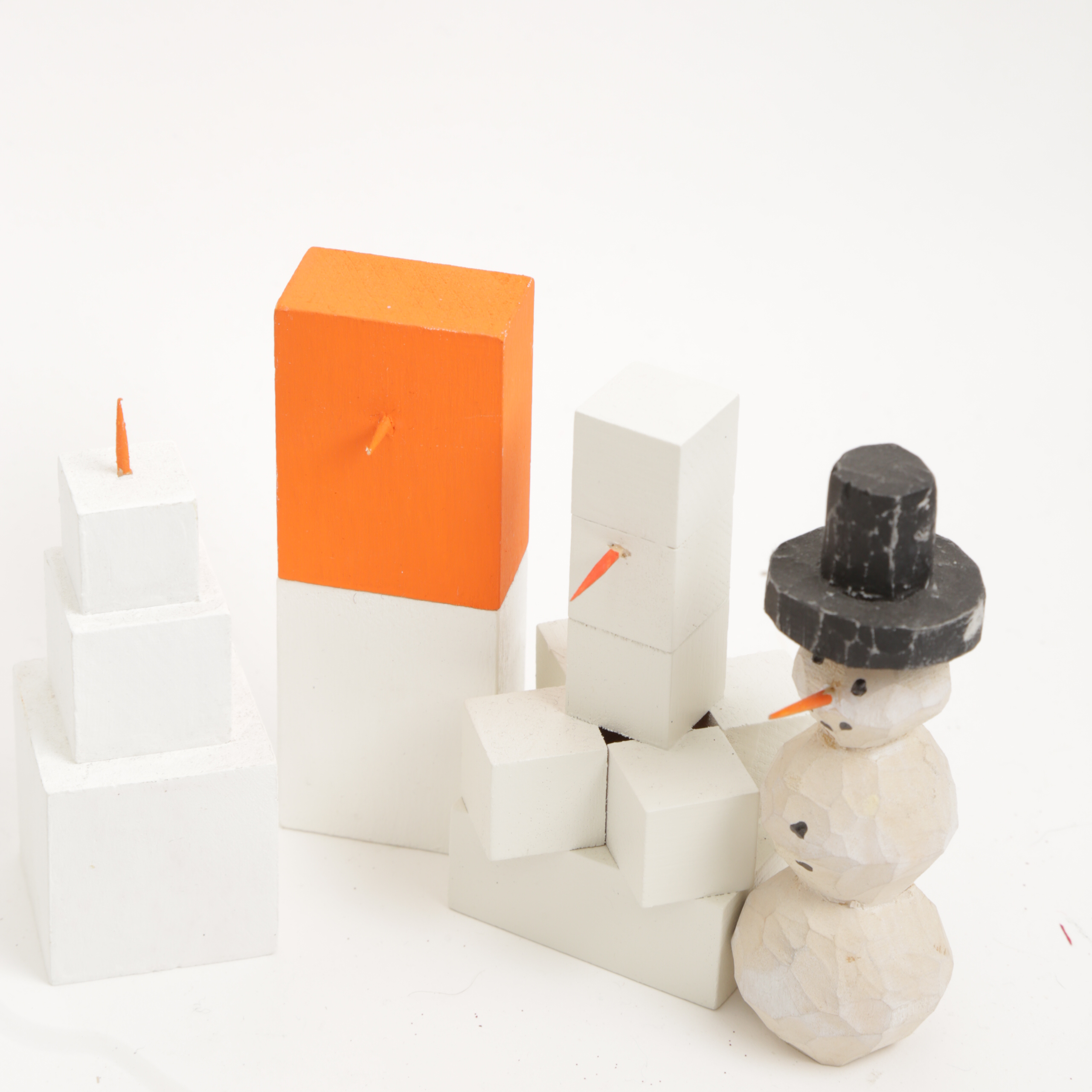Collection of Abstract Snowman Figurines