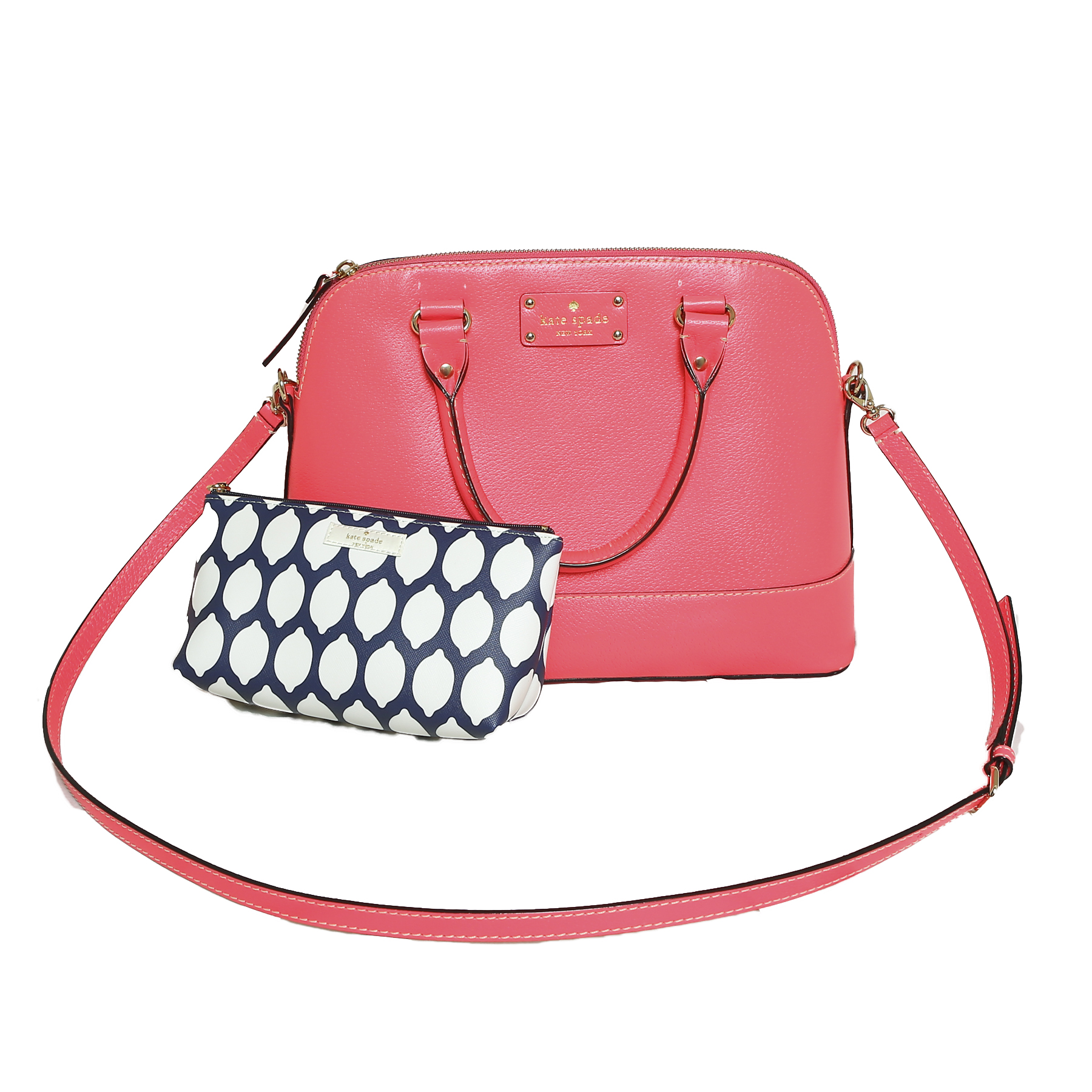 Coral Pink Kate Spade Wellesley Rachelle Bag and Zipper Pouch