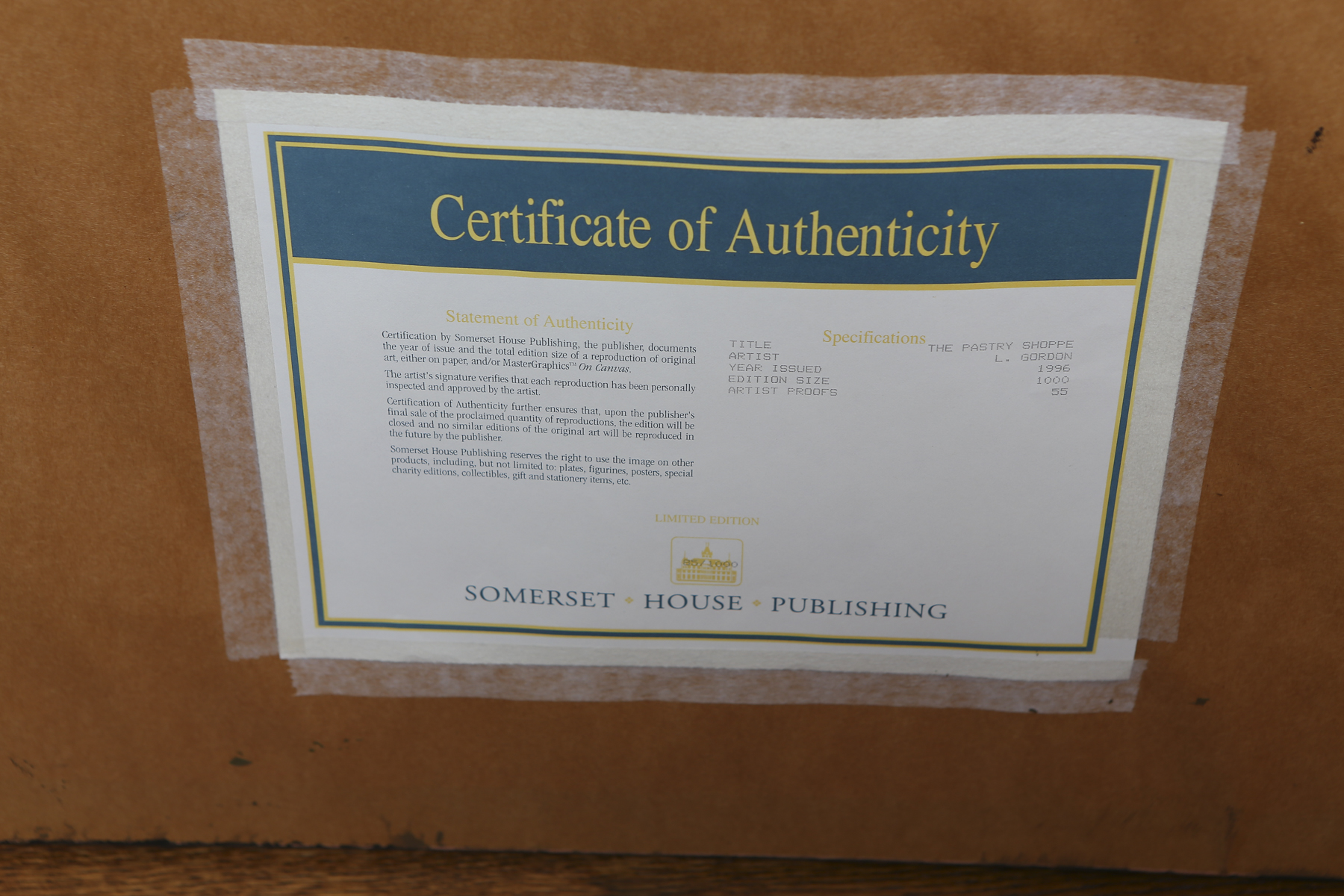 "The Pastry Shoppe " L.Gordon Limited Edition Lithograph