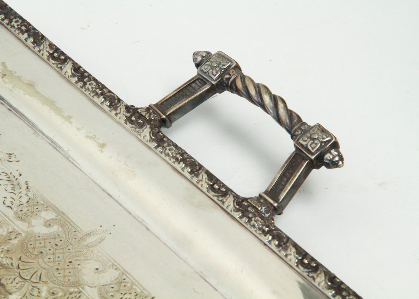 Vintage Jenkins & Tim Silver Plated Vanity Tray with Crystal Perfume Bottles and Jars Including Lappas