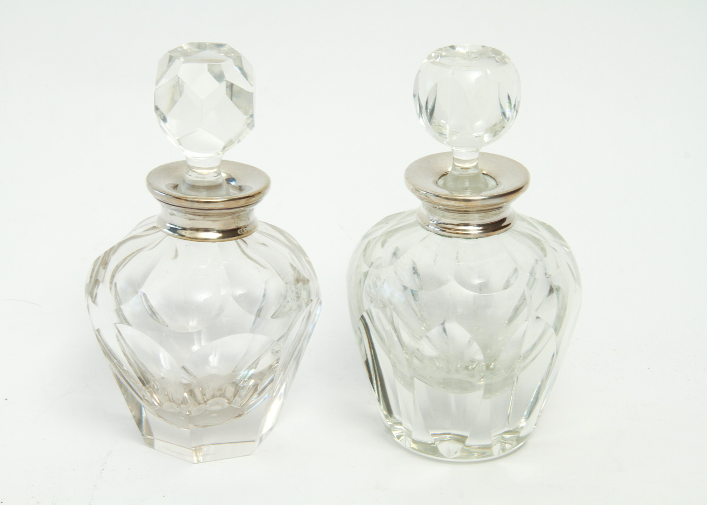 Vintage Jenkins & Tim Silver Plated Vanity Tray with Crystal Perfume Bottles and Jars Including Lappas