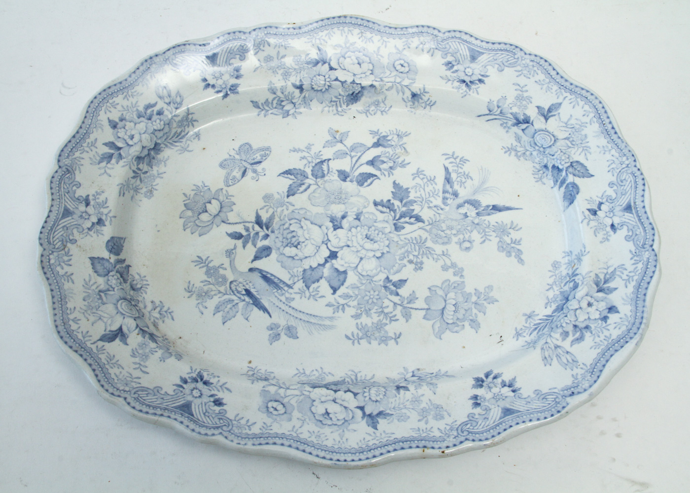Pair of Vintage Blue Transferware China Pieces Including Burleigh's "Asiatic Pheasants"