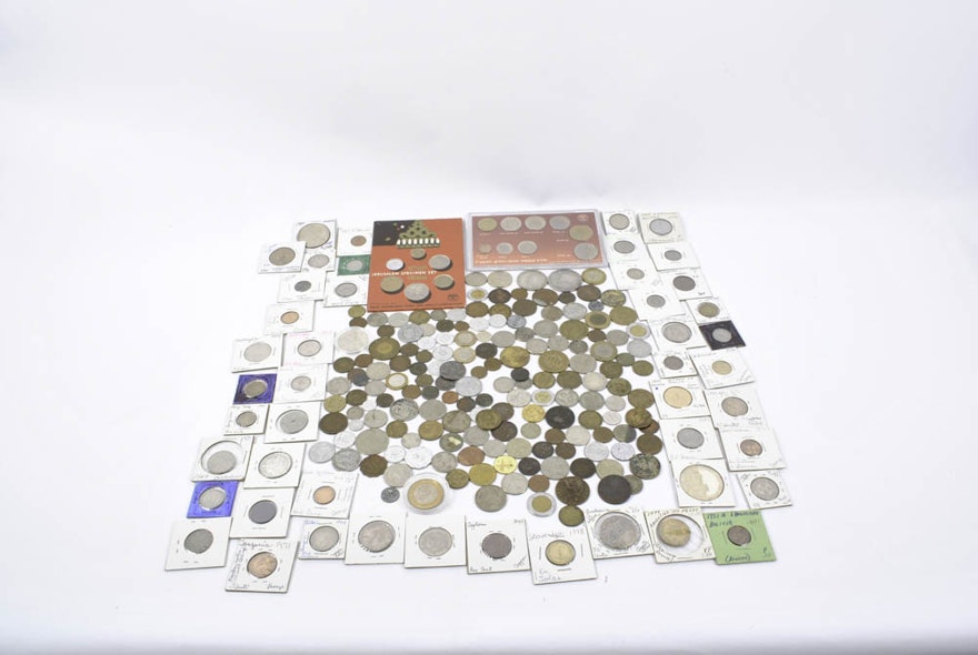 Collection of Foreign Coins Including Israel, Austria, Canada and More