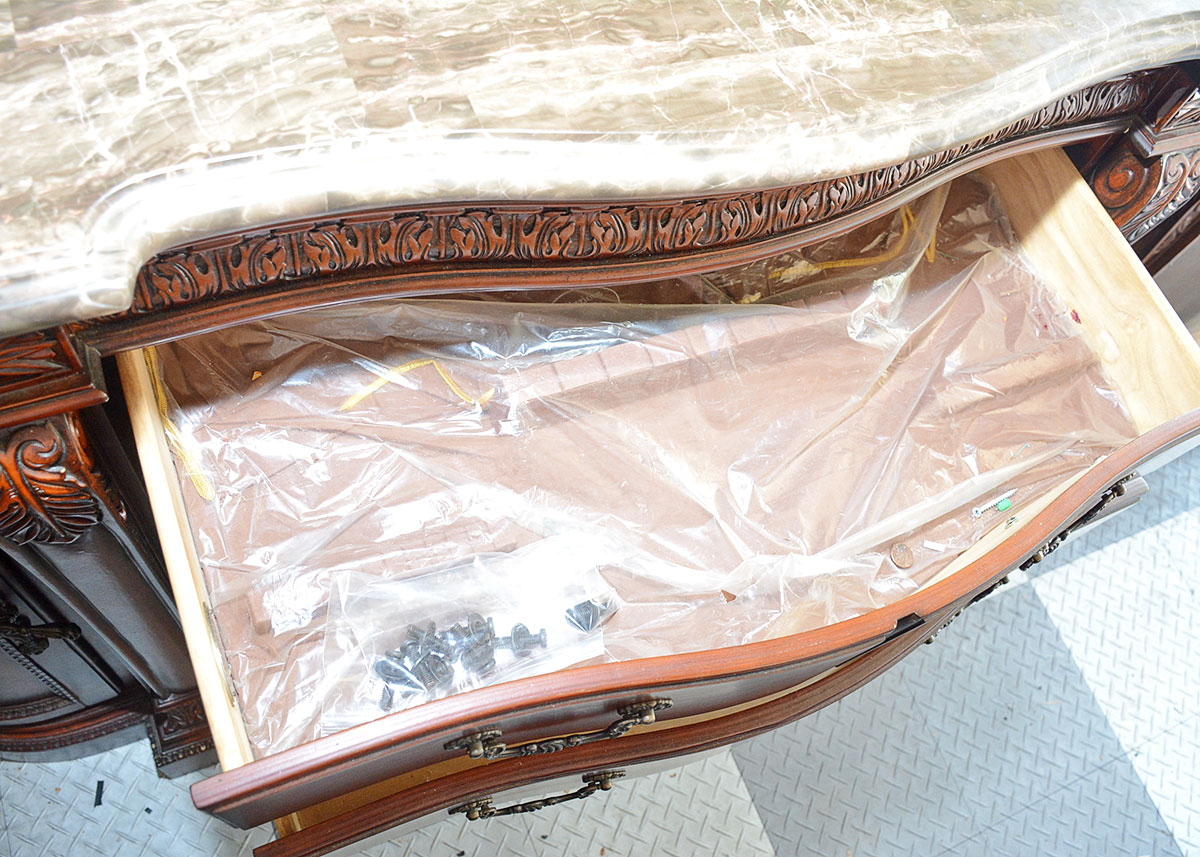 Collezione Europa Ornate Sideboard With Composite Marble Top