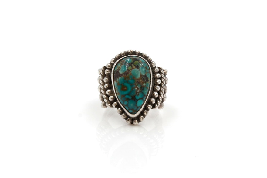 Sterling Silver Imitation Turquoise Ring