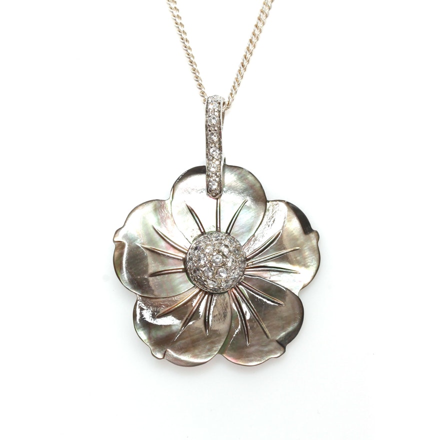 Sterling Silver Mother of Pearl Pendant Necklace