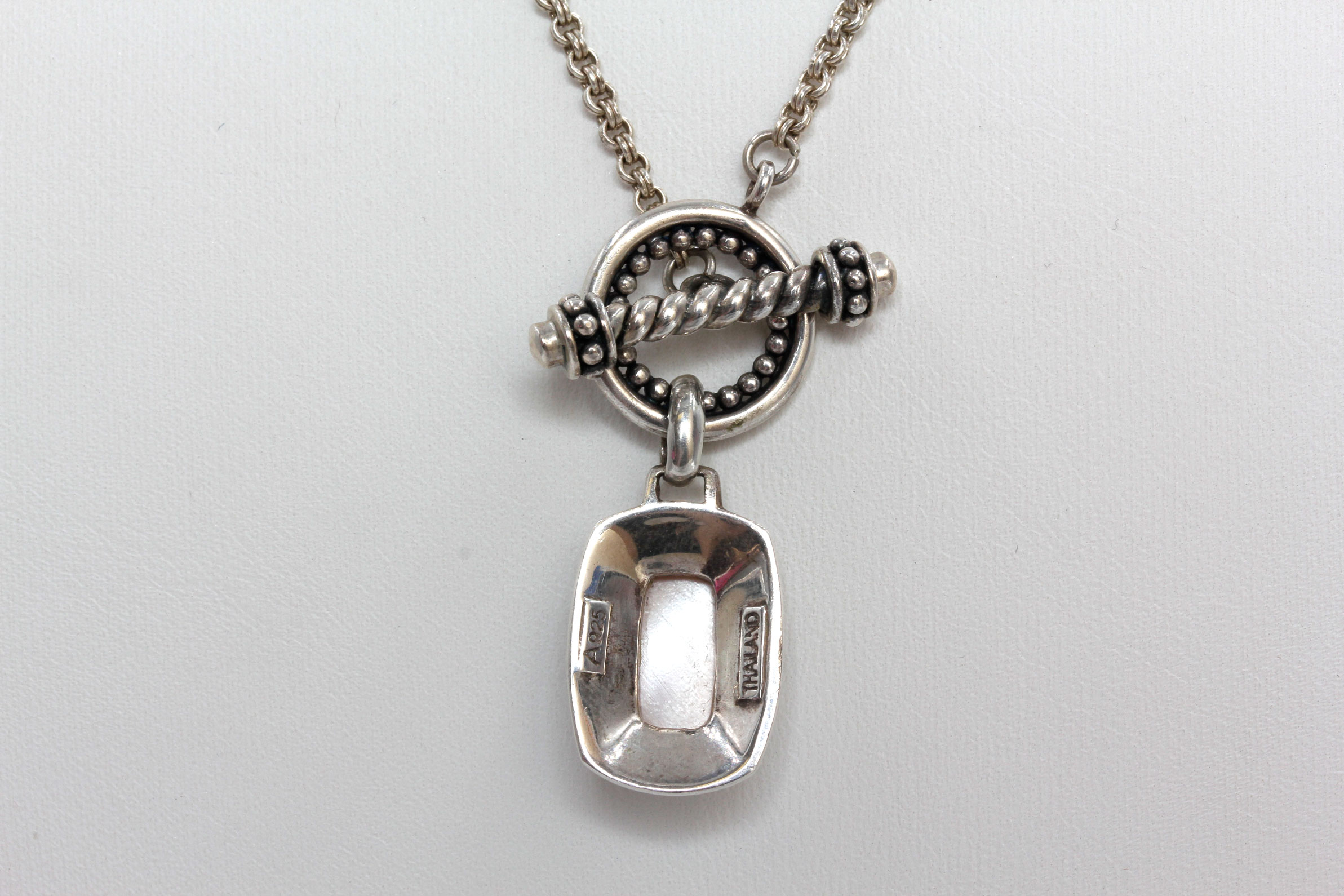 Sterling Silver Pink Mother of Pearl Pendant Necklace