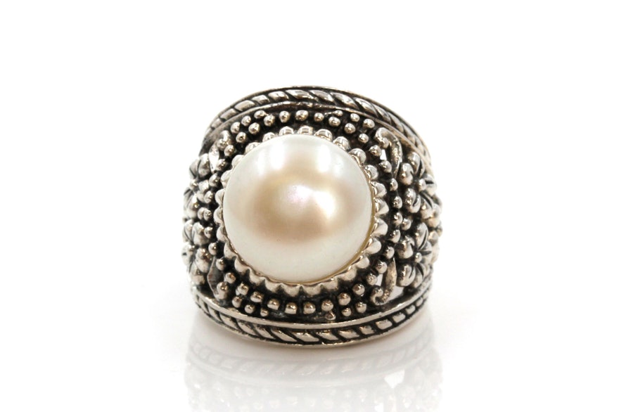 Sterling Silver Imitation Pearl Ring