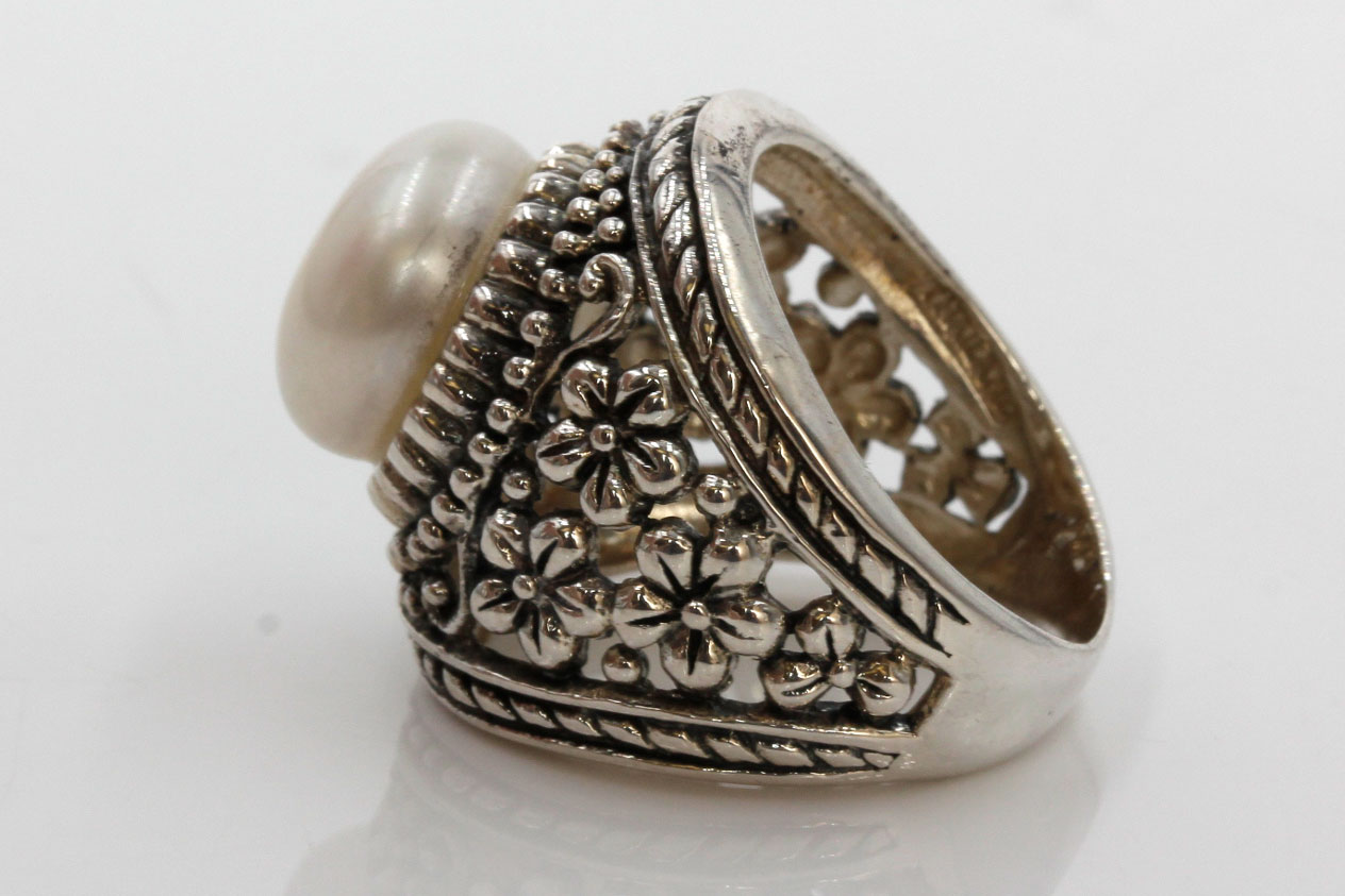 Sterling Silver Imitation Pearl Ring
