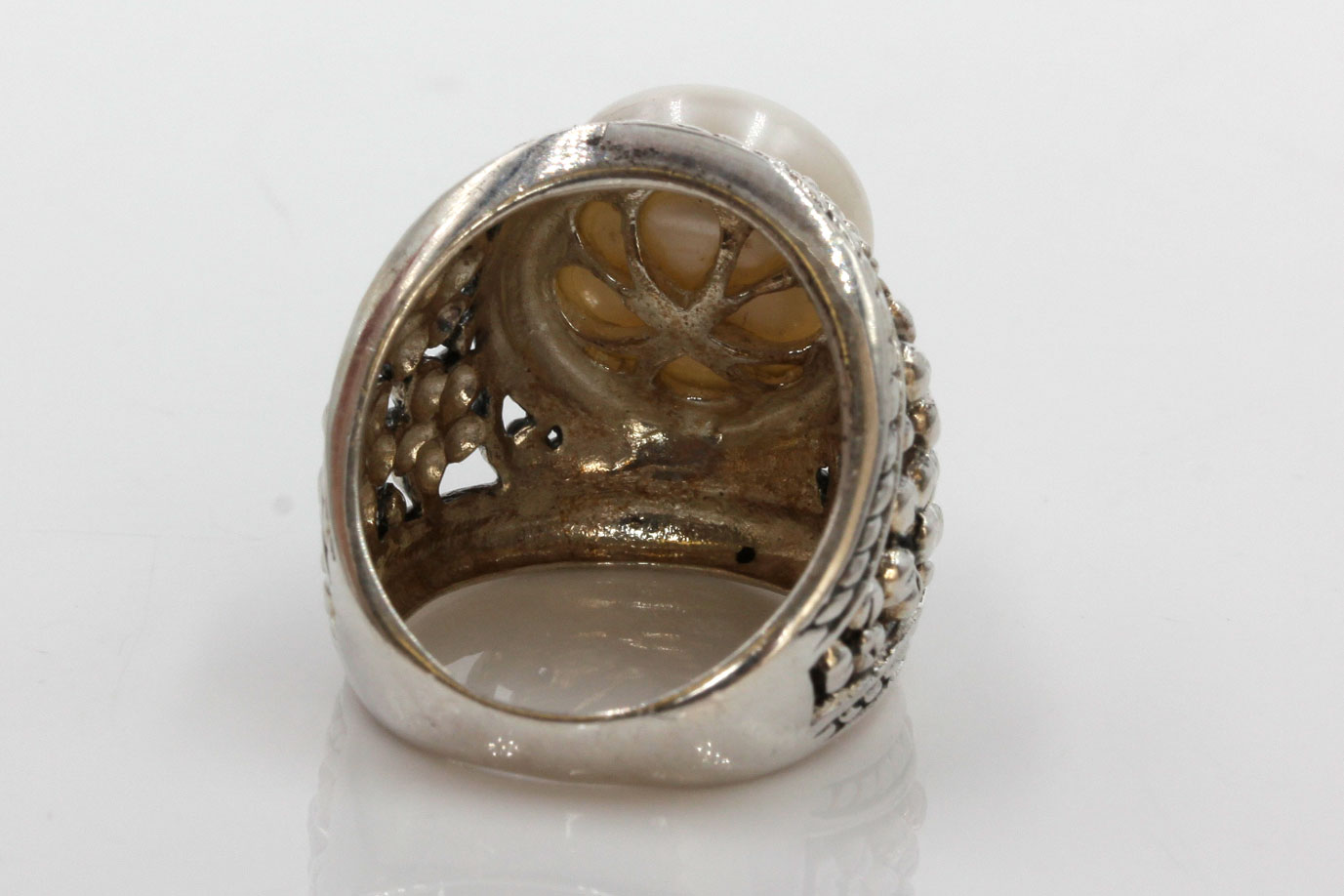 Sterling Silver Imitation Pearl Ring