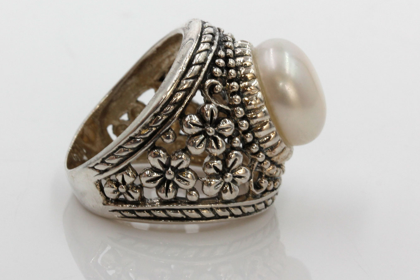 Sterling Silver Imitation Pearl Ring
