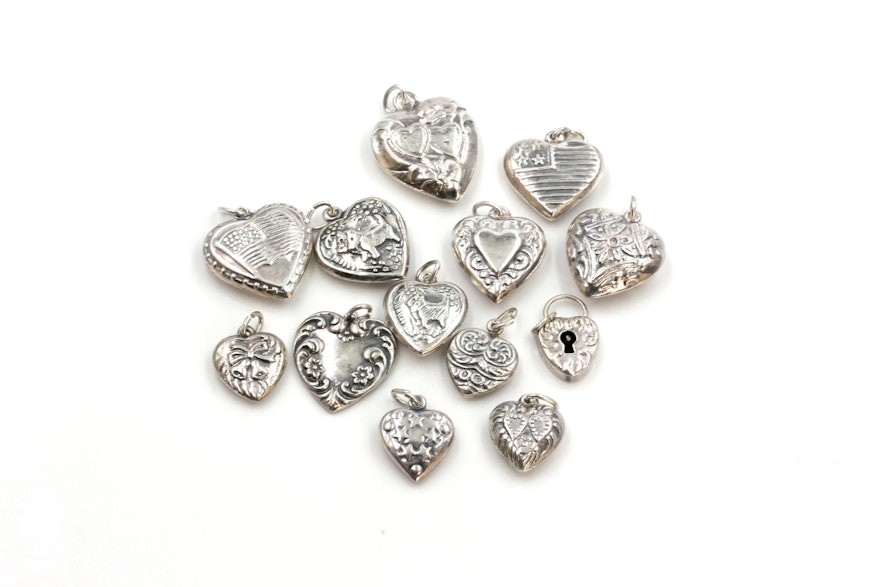Vintage Sweetheart Sterling Silver Heart Charms