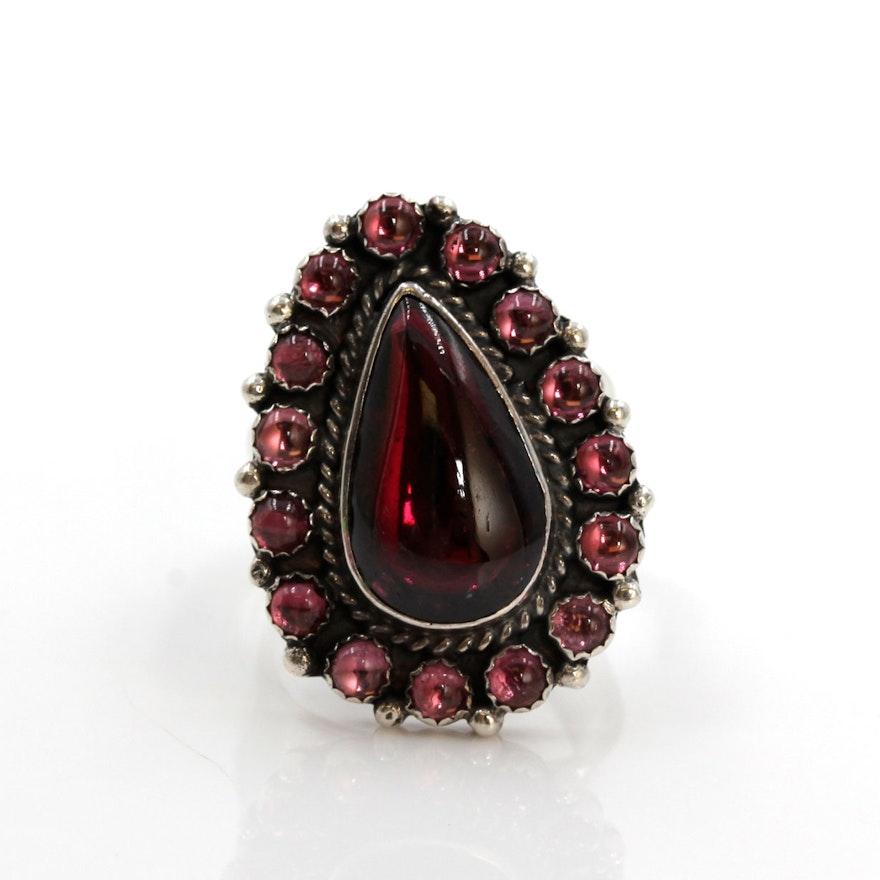 Nakai Sterling Silver Garnet Ring