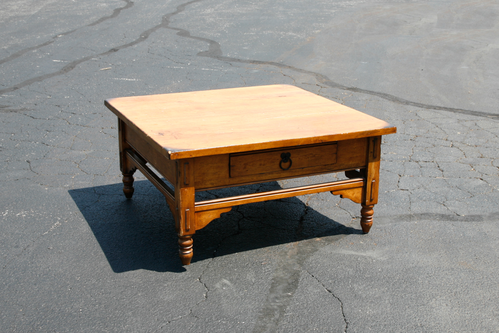 Square Dark Pine Coffee Table