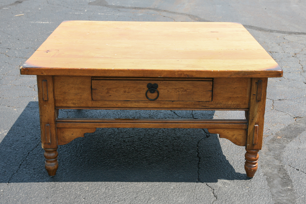 Square Dark Pine Coffee Table