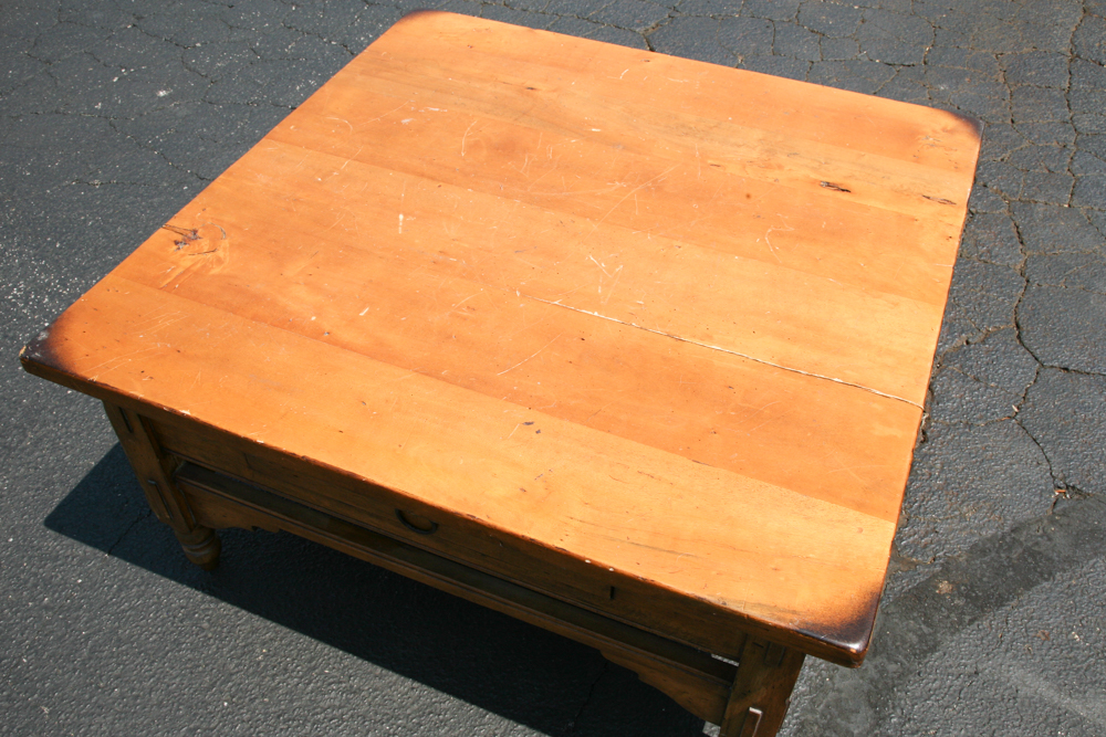 Square Dark Pine Coffee Table