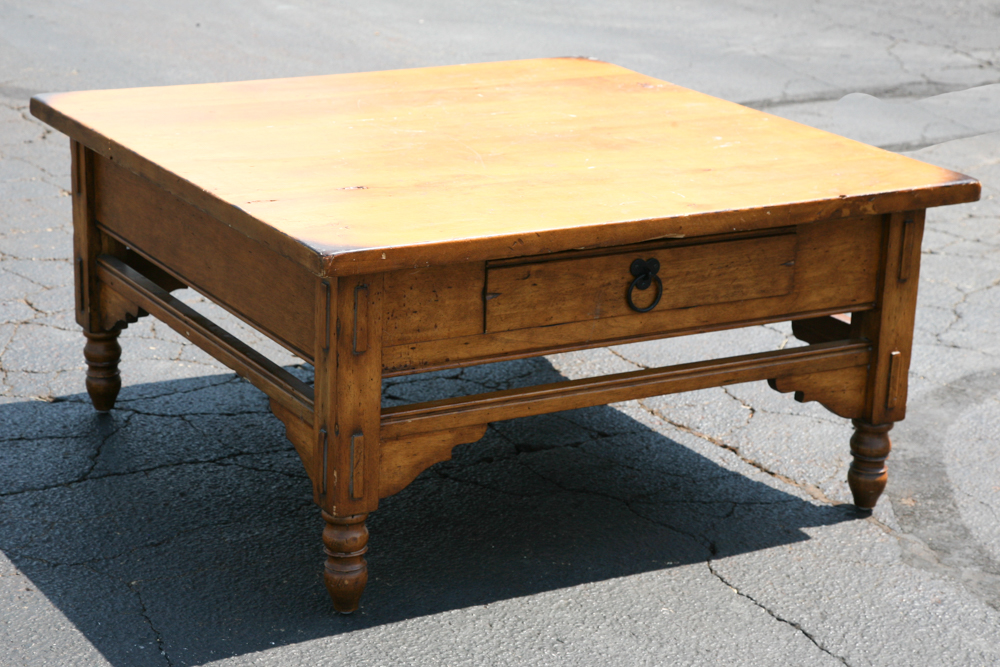 Square Dark Pine Coffee Table