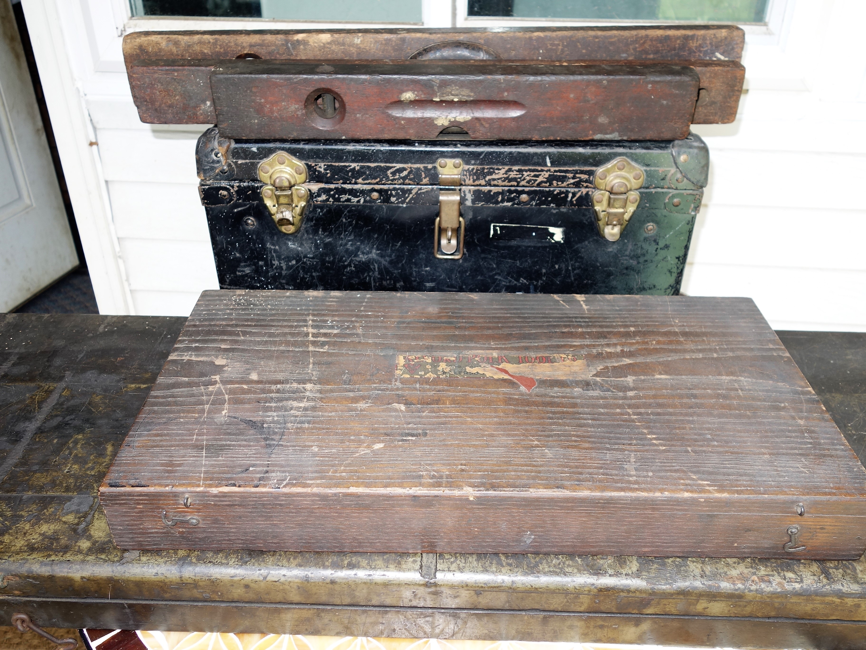 Vintage Tool Box,  Wood Levels and Alvord Polk Reamer Sets