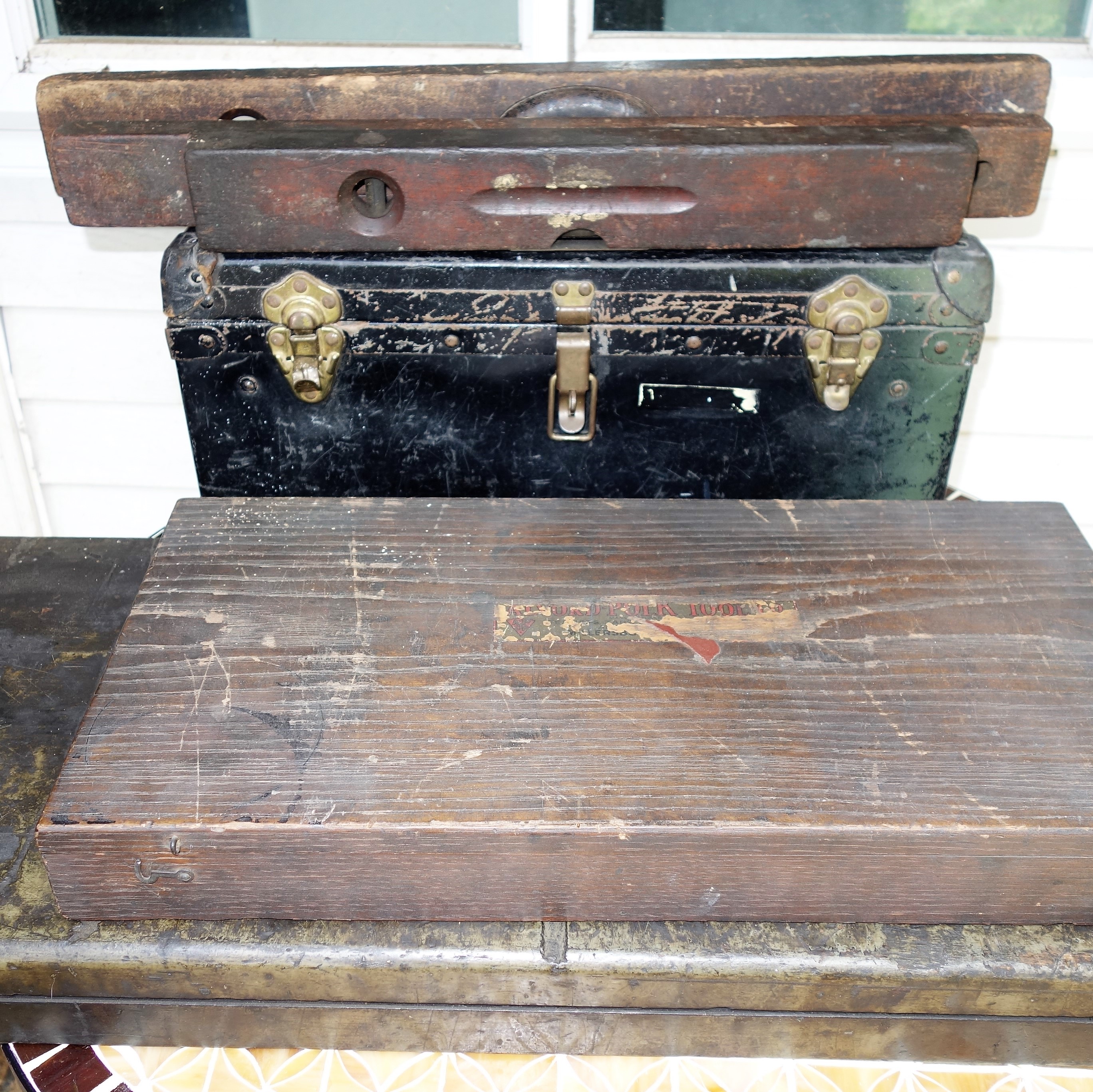 Vintage Tool Box,  Wood Levels and Alvord Polk Reamer Sets