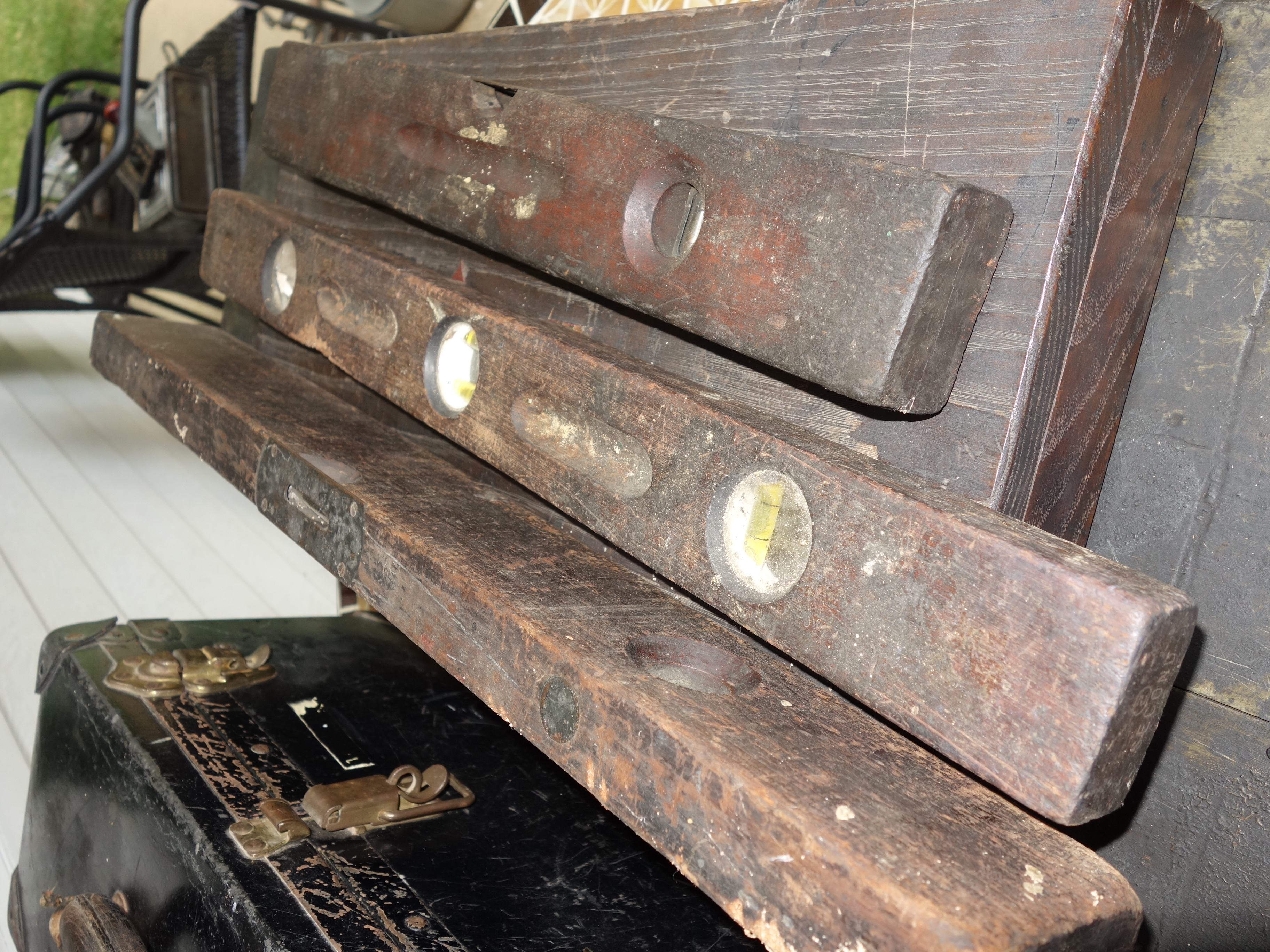 Vintage Tool Box,  Wood Levels and Alvord Polk Reamer Sets