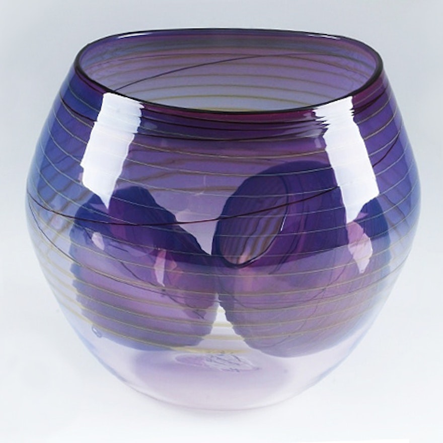 Dale Chihuly Art Glass "Royal Violet Basket Set"