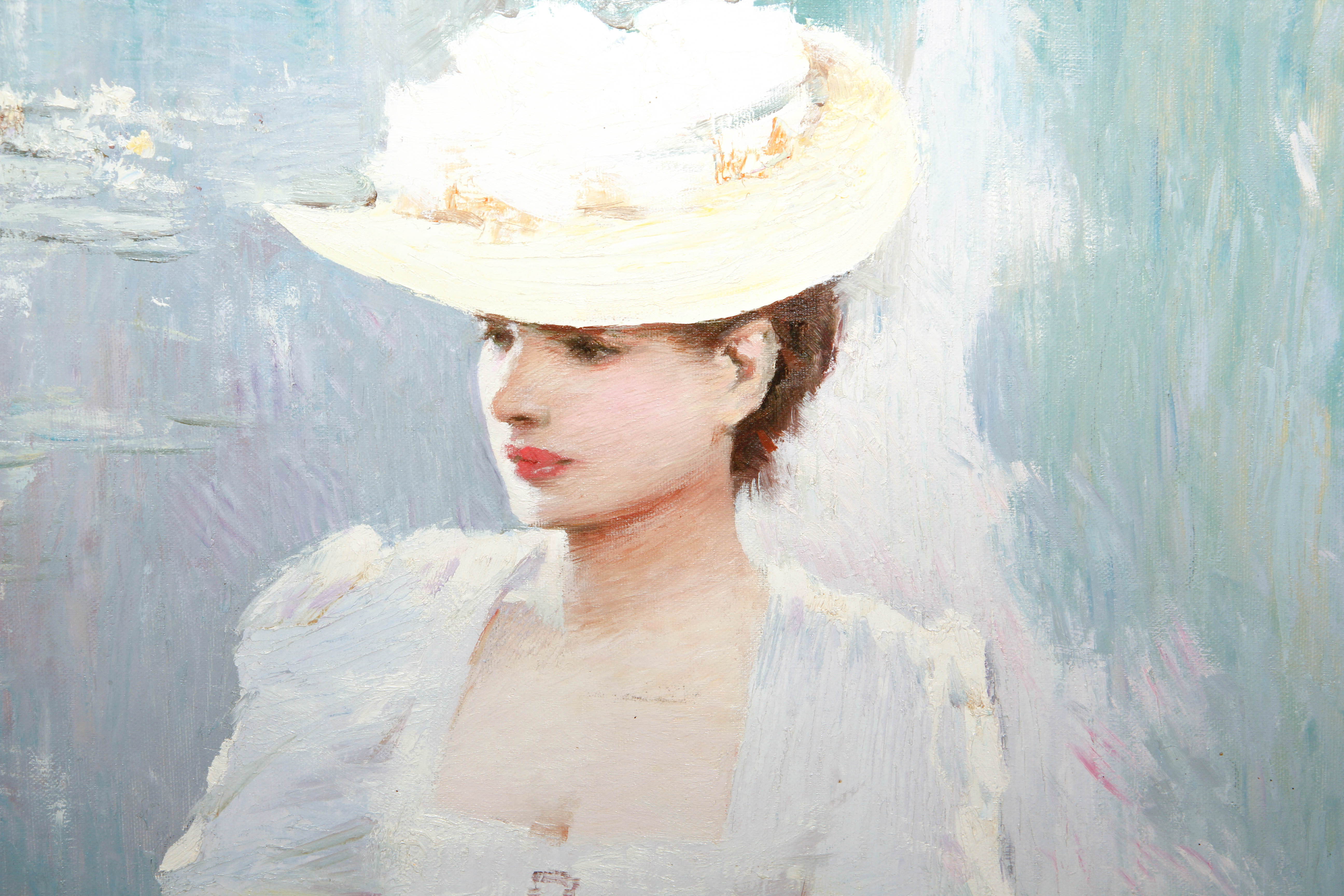 Hans Amis Oil Painting of Woman in Boat