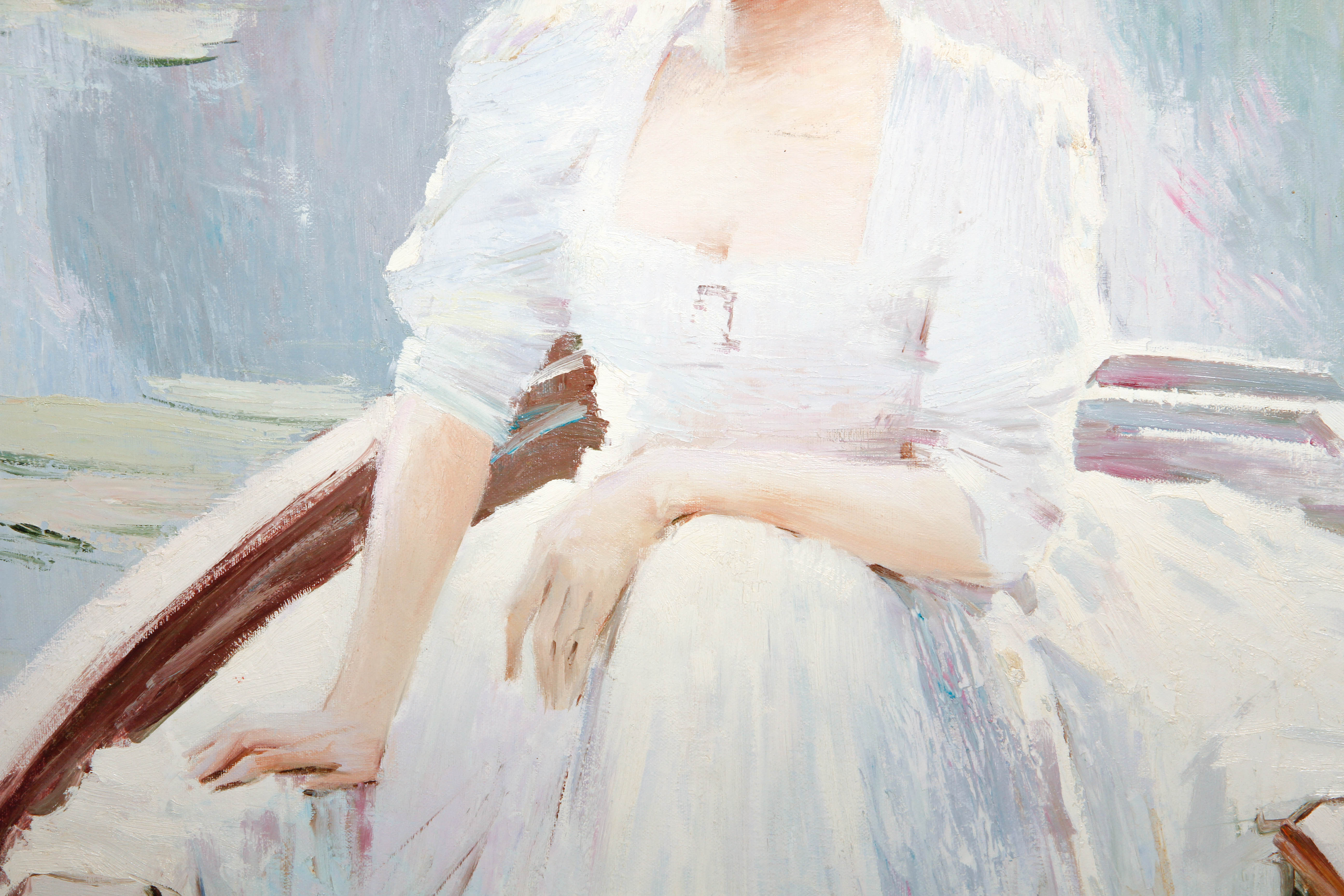 Hans Amis Oil Painting of Woman in Boat