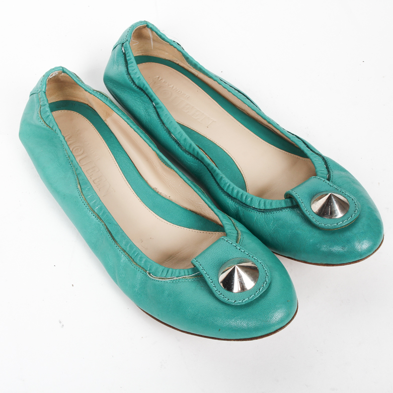 Alexander McQueen Teal Flats