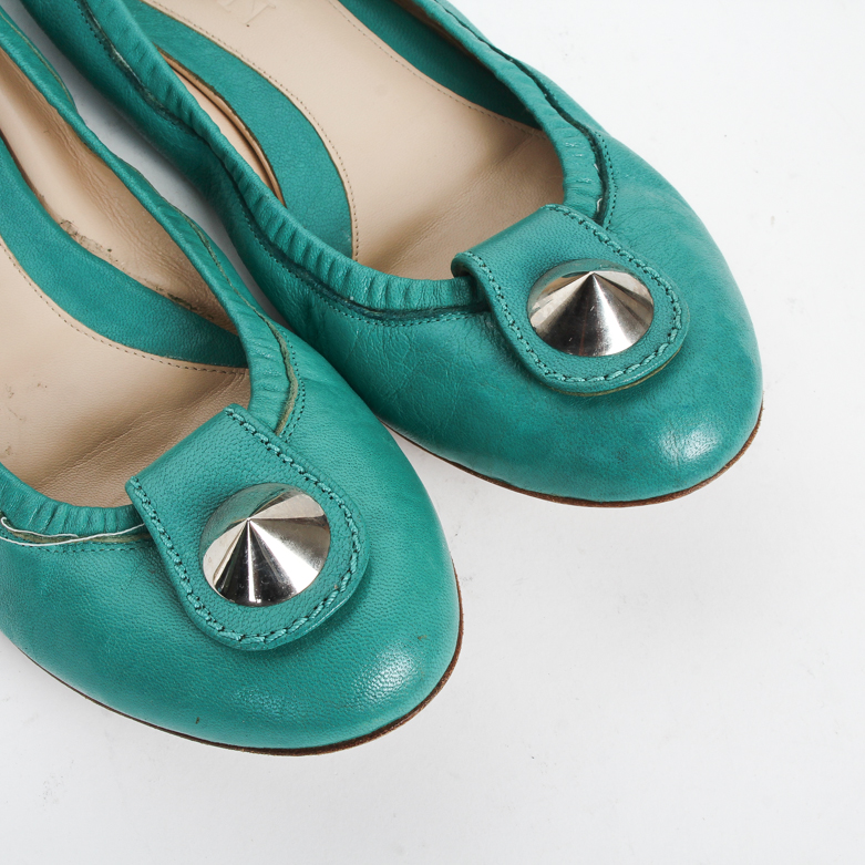 Alexander McQueen Teal Flats