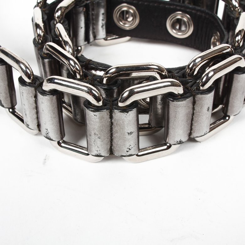 Miu Miu Black Patent Leather Grommet Buckle Belt