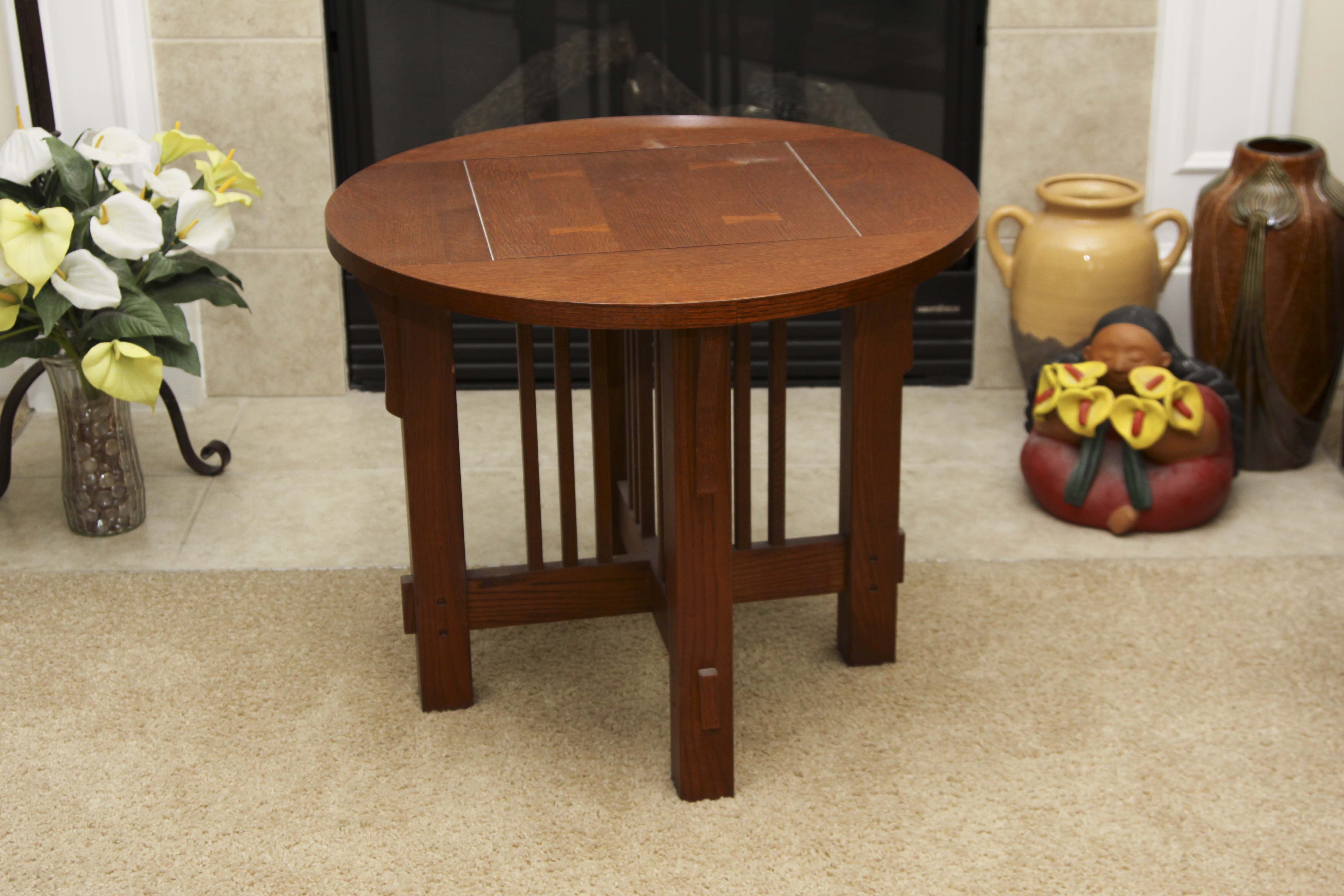 Mission Style Round End Table